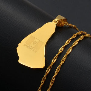 Barbados Flag Map Necklace