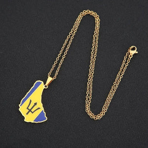 Barbados Flag Map Necklace