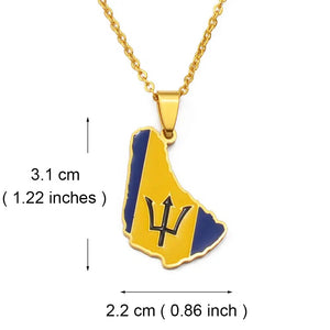 Barbados Flag Map Necklace