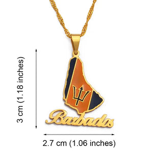 Barbados Flag Map Necklace