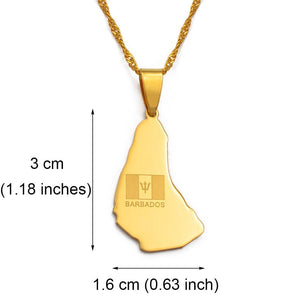 Barbados Flag Map Necklace