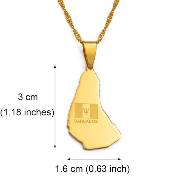 Barbados Flag Map Necklace