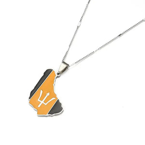 Barbados Flag Map Necklace