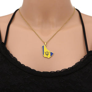 Barbados Flag Map Necklace