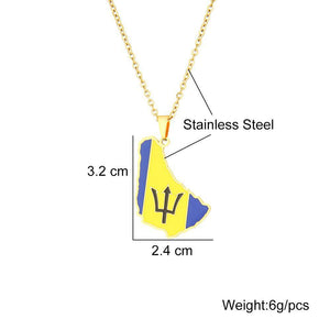 Barbados Flag Map Necklace