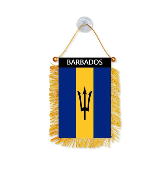 Barbados Hanging Flag for Car - Small Rearview Mirror Flag