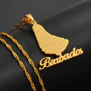 Barbados Map Necklace