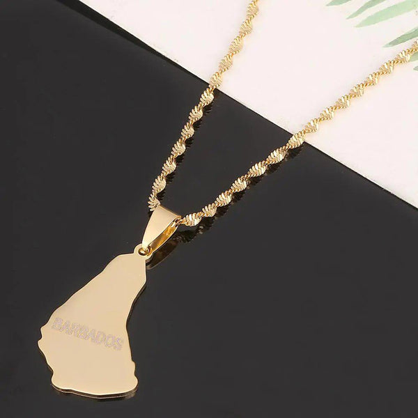 Barbados Map Necklace