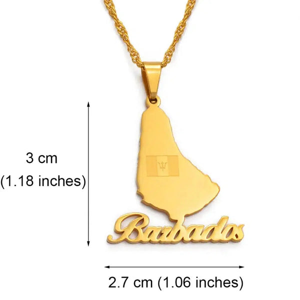 Barbados Map Necklace