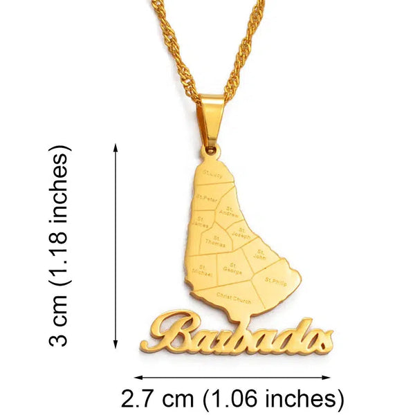 Barbados Map Necklace