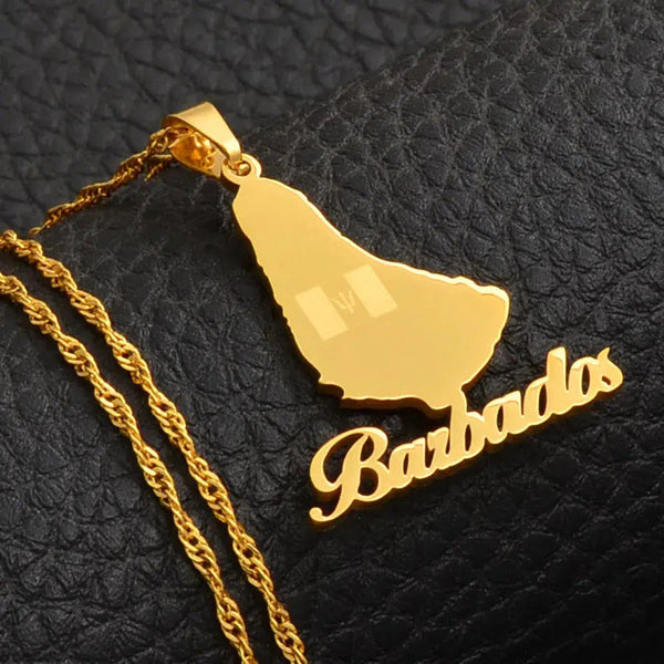 Barbados Map Necklace