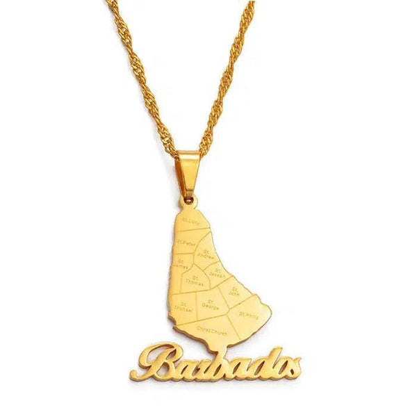 Barbados Map Necklace