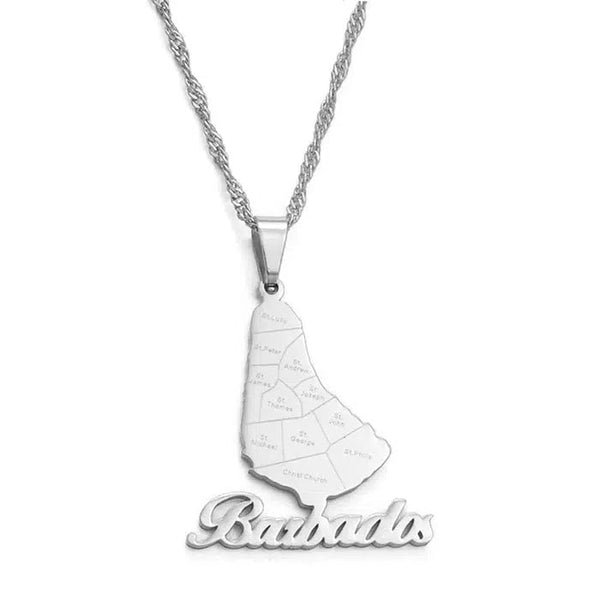 Barbados Map Necklace