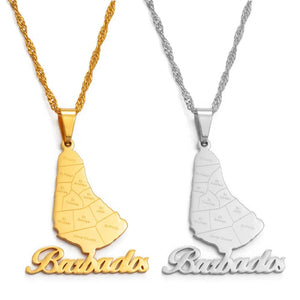 Barbados Map Necklace