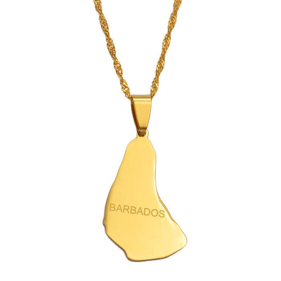 Barbados Map Necklace