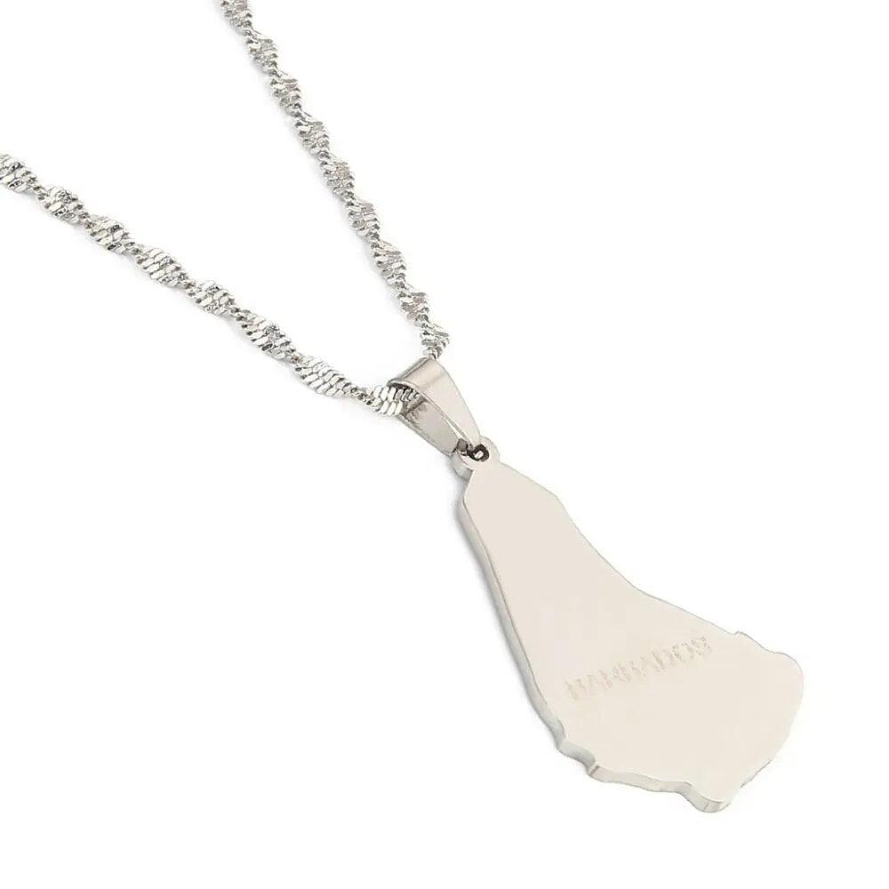 Barbados Map Necklace