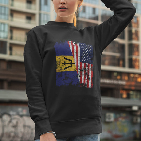 Barbados USA Flag - Half American Sweatshirt