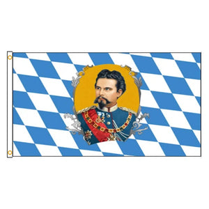 Bavarian King Ludwig Flag - 90x150cm(3x5ft) - 60x90cm(2x3ft)