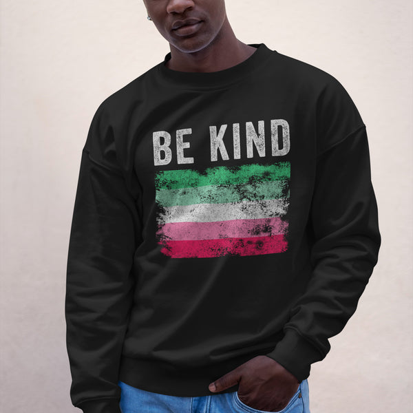 Be Kind Abrosexual Flag - Distressed LGBT+ Sweatshirt