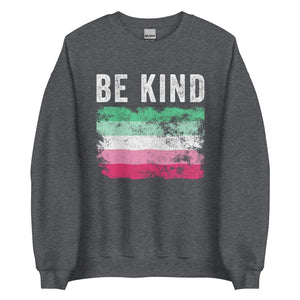 Be Kind Abrosexual Flag - Distressed LGBTQIA2S+ Sweatshirt