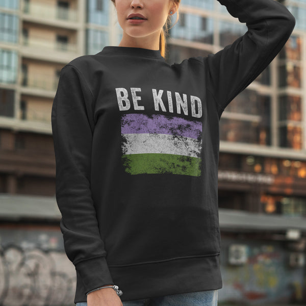 Be Kind Genderqueer Flag - LGBT+ Sweatshirt