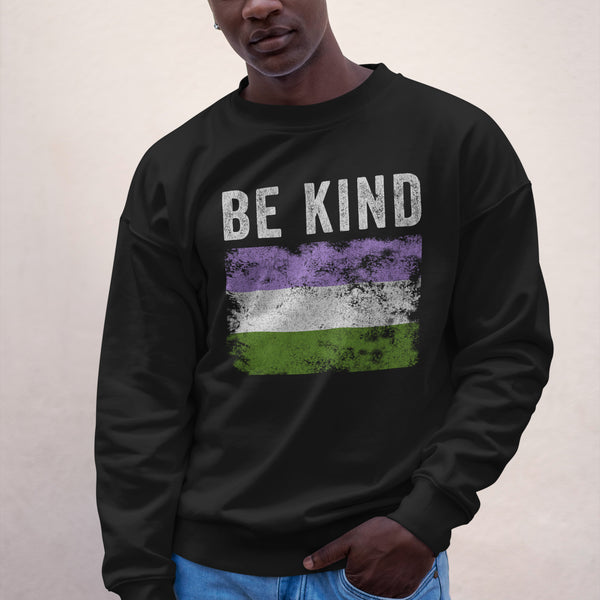 Be Kind Genderqueer Flag - LGBT+ Sweatshirt