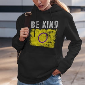 Be Kind Intersex Flag - Distressed LGBT+ Hoodie