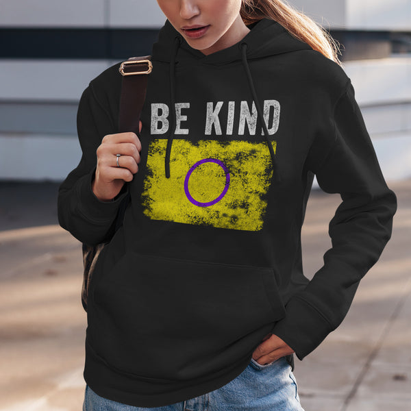 Be Kind Intersex Flag - Distressed LGBT+ Hoodie