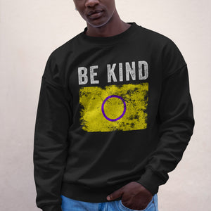 Be Kind Intersex Flag - Distressed LGBT+ Sweatshirt