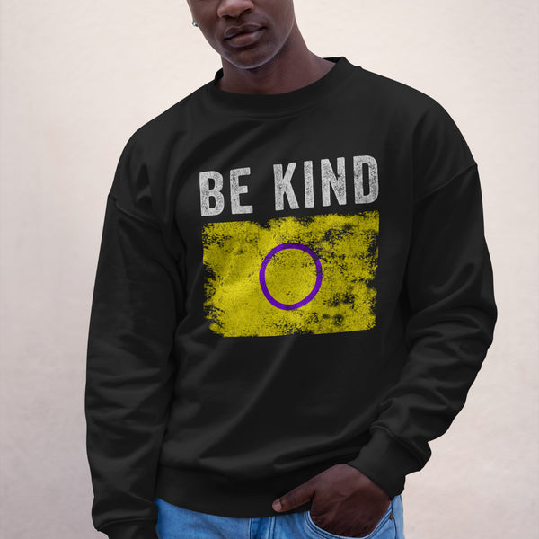 Be Kind Intersex Flag - Distressed LGBT+ Sweatshirt