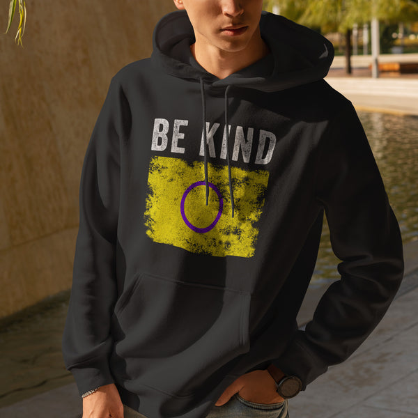 Be Kind Intersex Flag - Distressed LGBT+ Hoodie