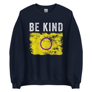 Be Kind Intersex Flag - Distressed LGBT+ Sweatshirt