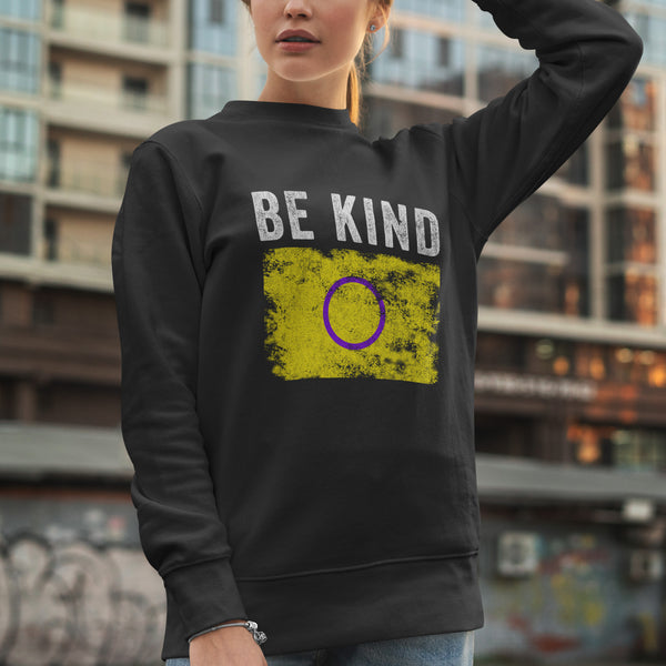 Be Kind Intersex Flag - Distressed LGBT+ Sweatshirt