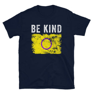 Be Kind Intersex Flag - Distressed LGBT+ T-Shirt