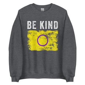 Be Kind Intersex Flag - Distressed LGBTQIA2S+ Sweatshirt