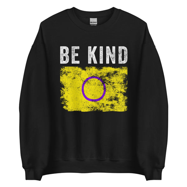 Be Kind Intersex Flag - Distressed LGBTQIA2S+ Sweatshirt