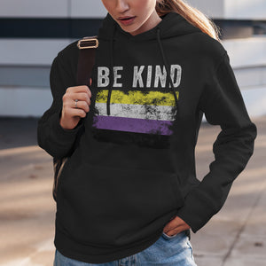 Be Kind Nonbinary Flag - LGBT+ Hoodie