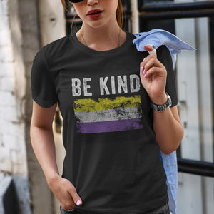 Be Kind Nonbinary Flag - LGBT+ T-Shirt