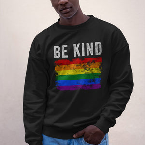 Be Kind Pride Flag - Distressed LGBT+ Sweatshirt