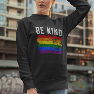 Be Kind Pride Flag - Distressed LGBT+ Sweatshirt