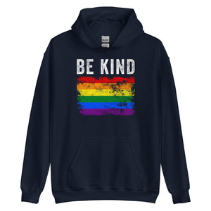 Be Kind Pride Flag - Distressed LGBT+ Hoodie