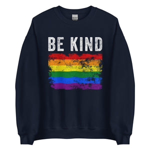 Be Kind Pride Flag - Distressed LGBT+ Sweatshirt