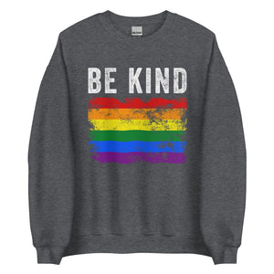 Be Kind Pride Flag - Distressed LGBT+ Sweatshirt
