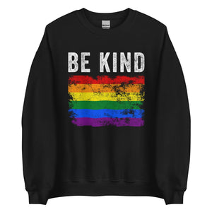 Be Kind Pride Flag - Distressed LGBT+ Sweatshirt