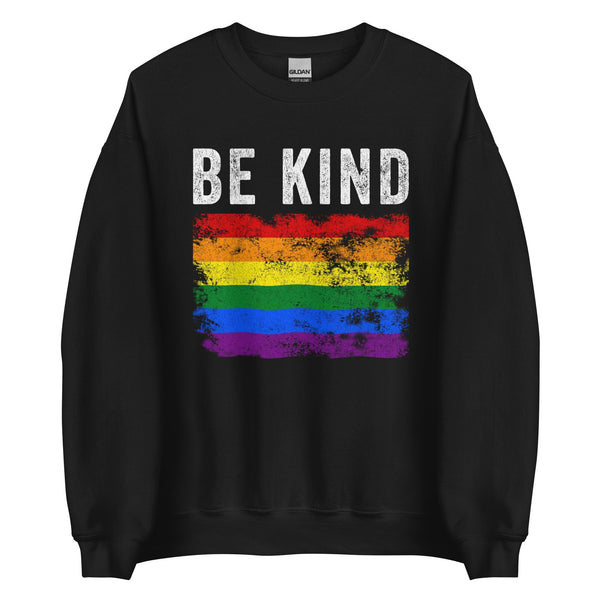 Be Kind Pride Flag - Distressed LGBT+ Sweatshirt