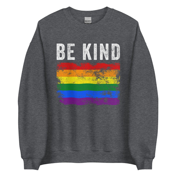 Be Kind Pride Flag - Distressed LGBTQIA2S+ Sweatshirt