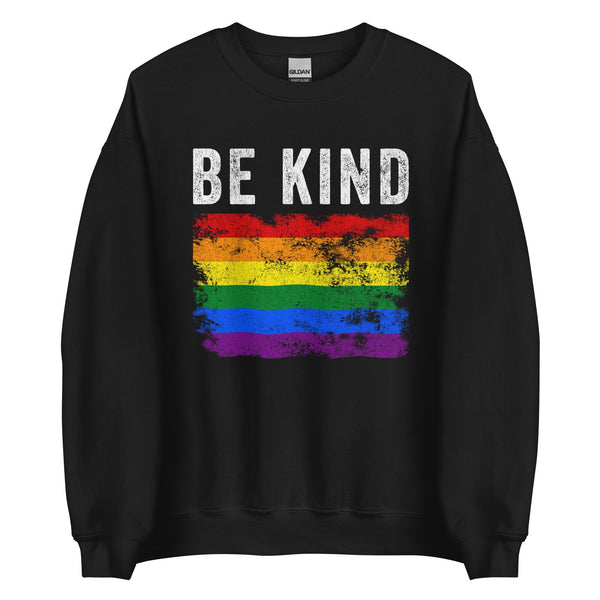Be Kind Pride Flag - Distressed LGBTQIA2S+ Sweatshirt
