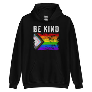 Be Kind Progress Pride Flag - Distressed LGBT+ Hoodie