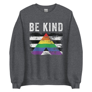 Be Kind Straight Ally - Distressed LGBTQIA2S+ Sweatshirt