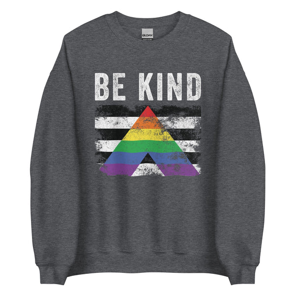 Be Kind Straight Ally - Distressed LGBTQIA2S+ Sweatshirt